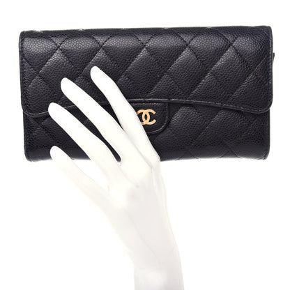 Chanel Caviar Quilted Large Gusset Flap Wallet Black 2 of 8