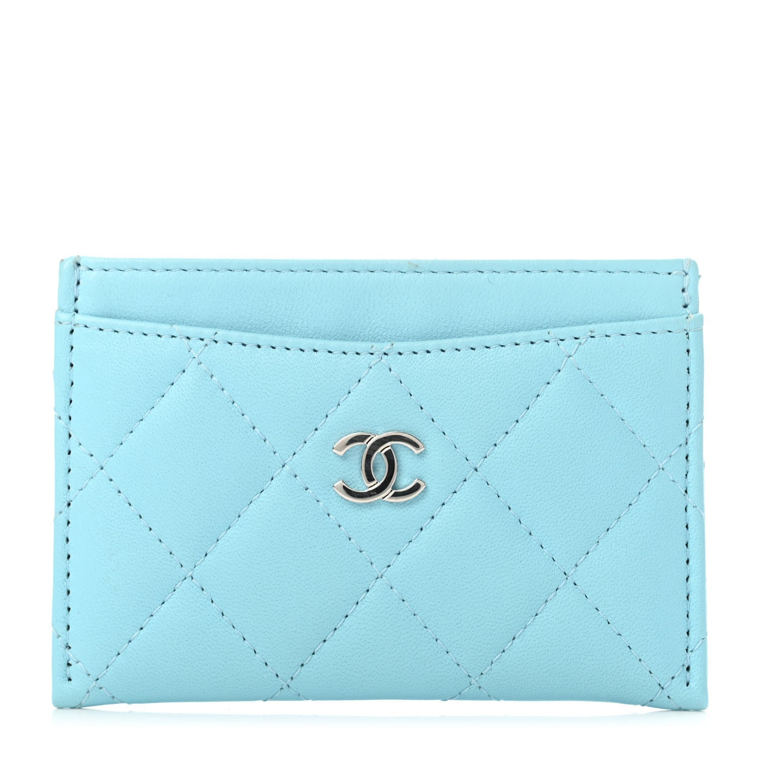 Chanel Lambskin Quilted Card Holder Light Blue 1 of 4