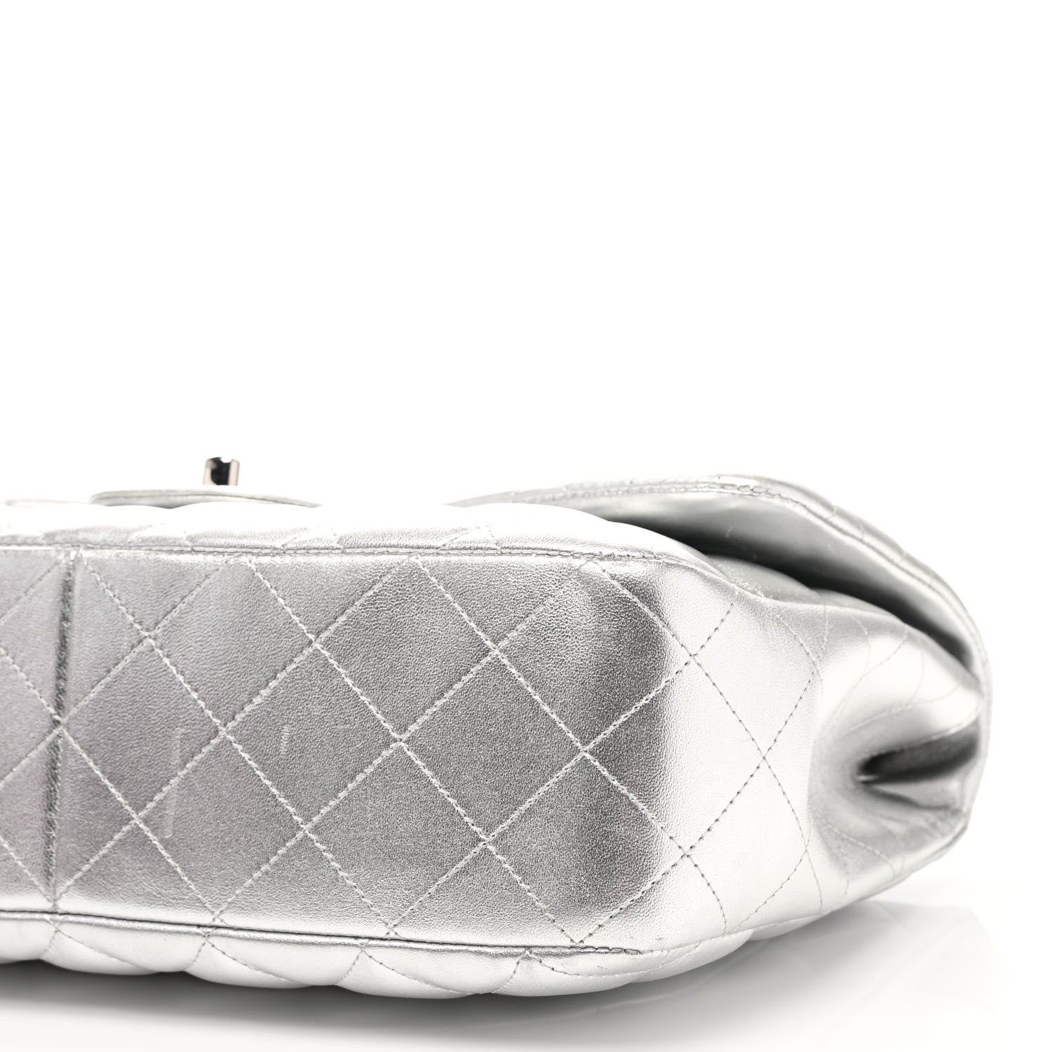 Chanel Metallic Lambskin Quilted Jumbo Single Flap Silver 1210596