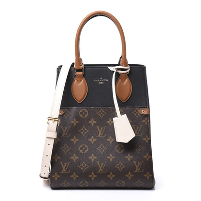 Louis Vuitton Calfskin Monogram Fold Tote MM Black Wine Cream 1 of 11