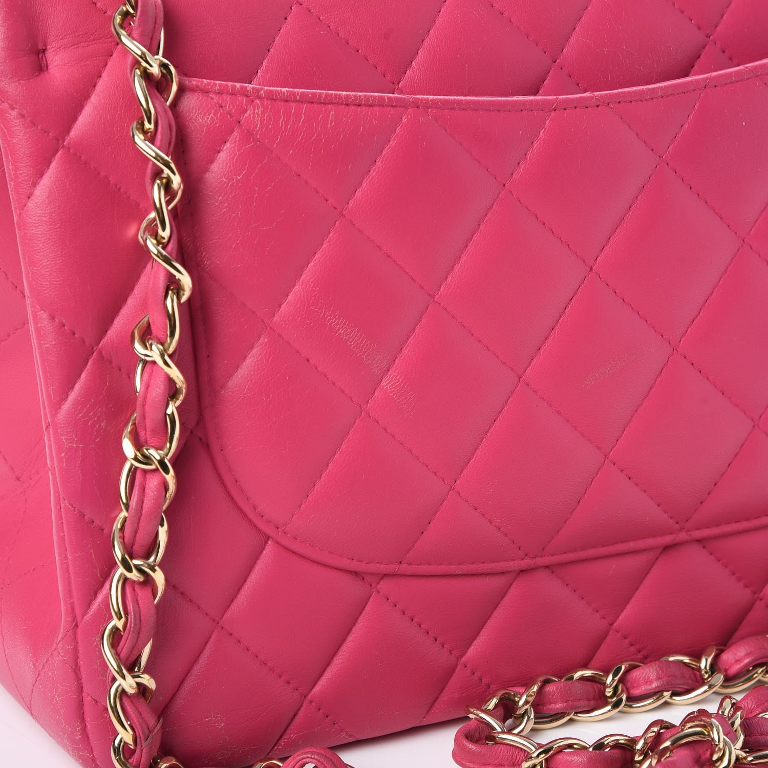Chanel Lambskin Quilted Jumbo Double Flap Dark Pink 15 of 27