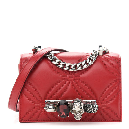 Alexander McQueen Lambskin Floral Stitched Knuckle Crossbody Bag Welsh Red 1 of 11