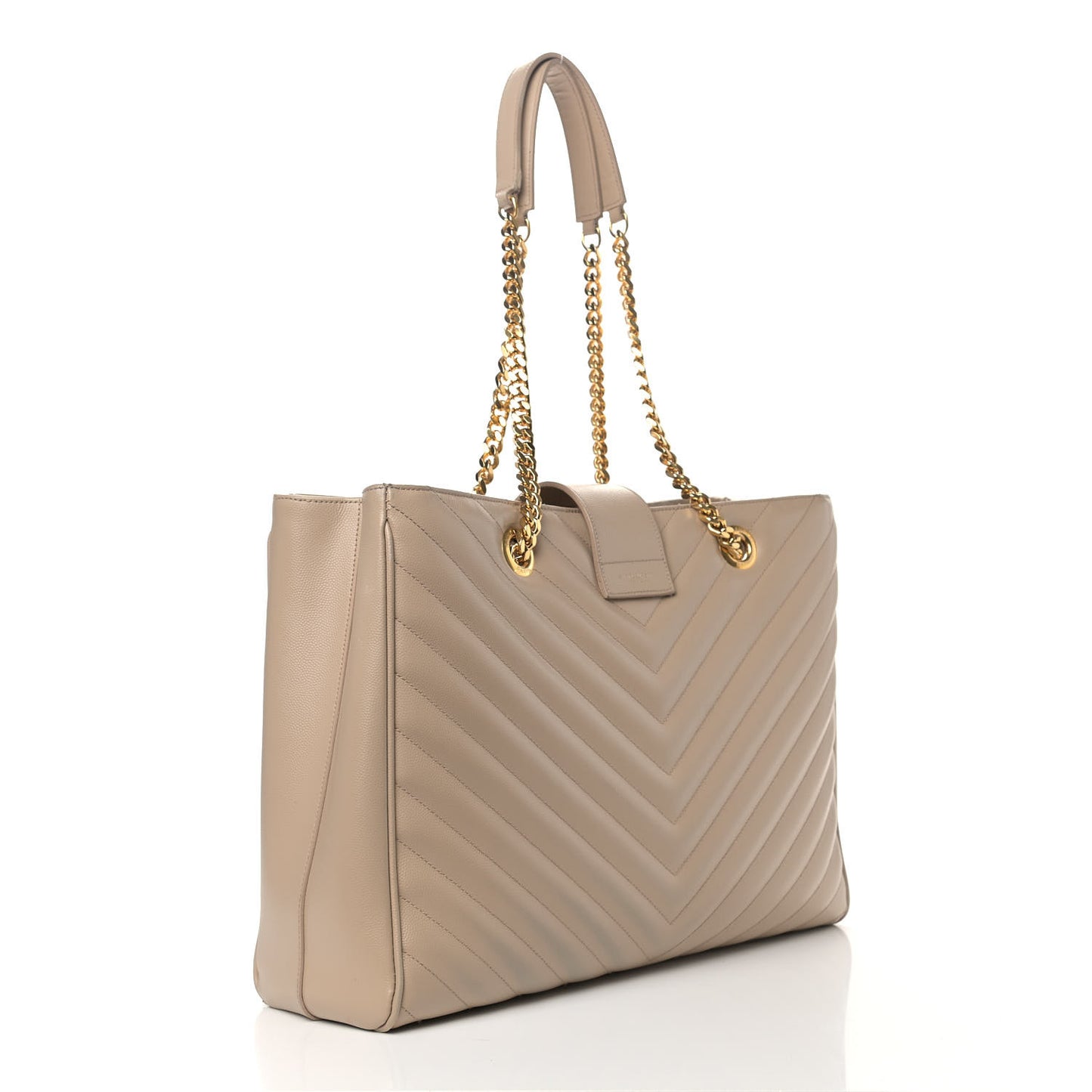 Grain De Poudre Matelasse Chevron Monogram Shopping Bag Nude Powder