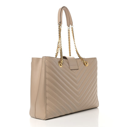 Saint Laurent Grain De Poudre Matelasse Chevron Monogram Shopping Bag Nude Powder 2 of 15