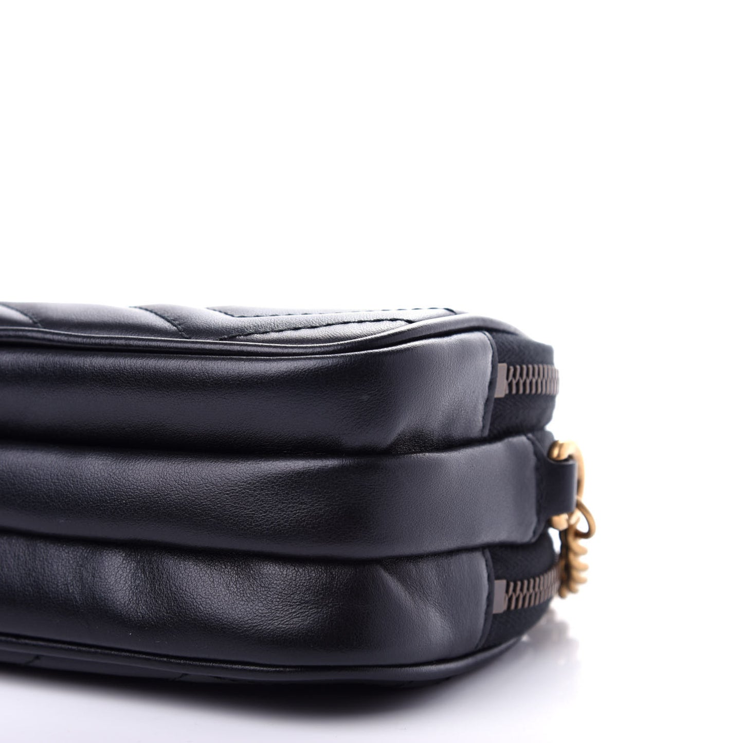 Calfskin Matelasse Mini GG Marmont Chain Crossbody Bag Black