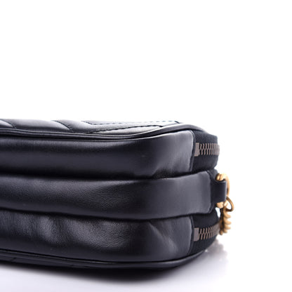 Gucci Calfskin Matelasse Mini GG Marmont Chain Crossbody Bag Black 11 of 13