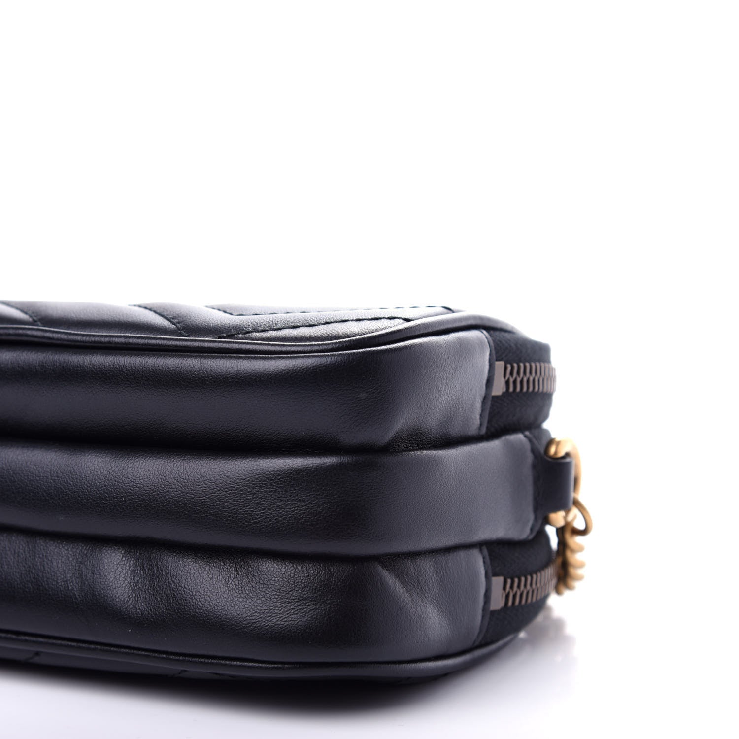 Gucci Calfskin Matelasse Mini GG Marmont Chain Crossbody Bag Black 11 of 13