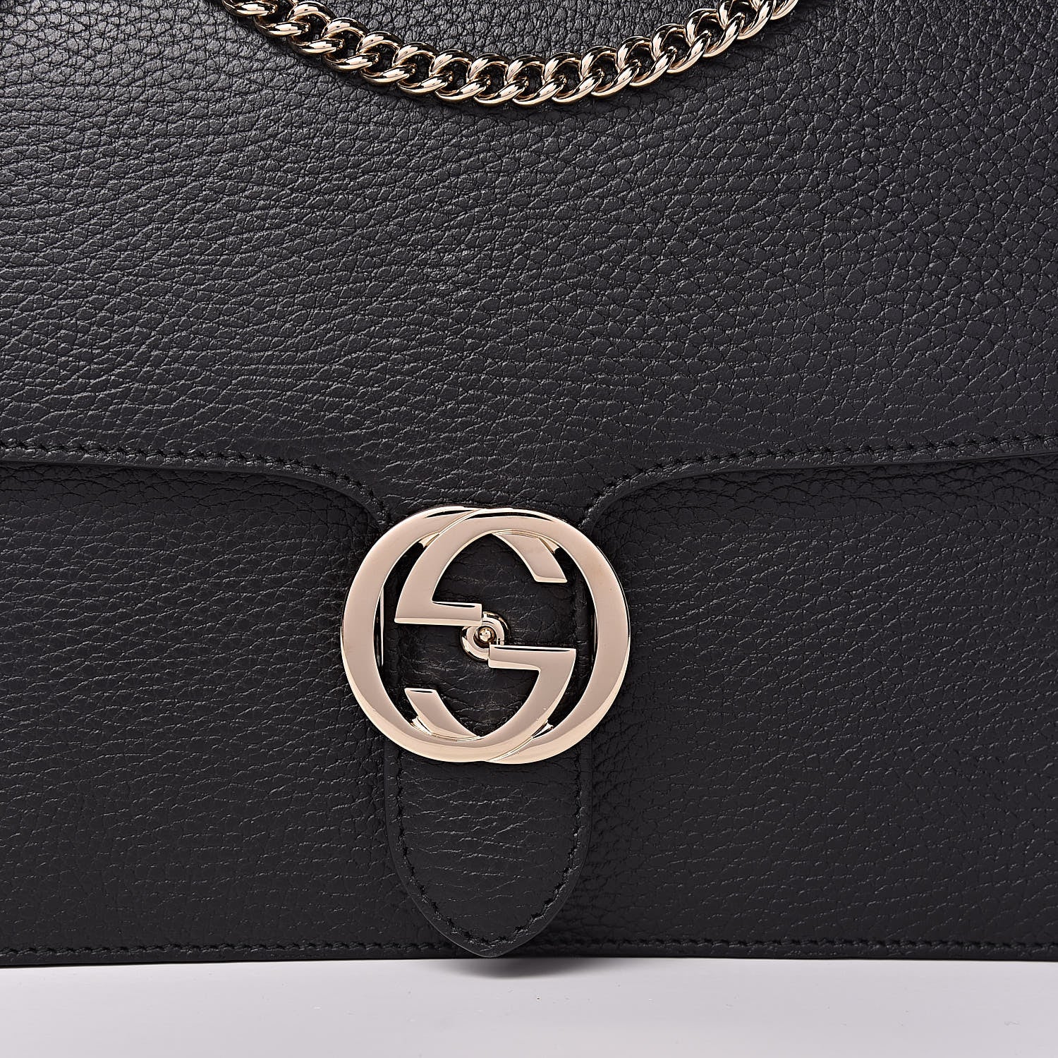 Gucci Dollar Calfskin Interlocking G Shoulder Bag Black 10 of 11
