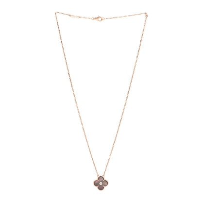 Van Cleef & Arpels 18K Rose Gold Diamond Grey Mother of Pearl Vintage Alhambra Pendant Necklace 3 of 6