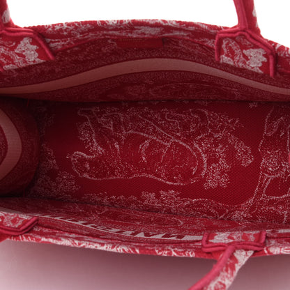 Christian Dior Canvas Embroidered Medium Toile De Jouy Reverse Book Tote Fuchsia 4 of 4