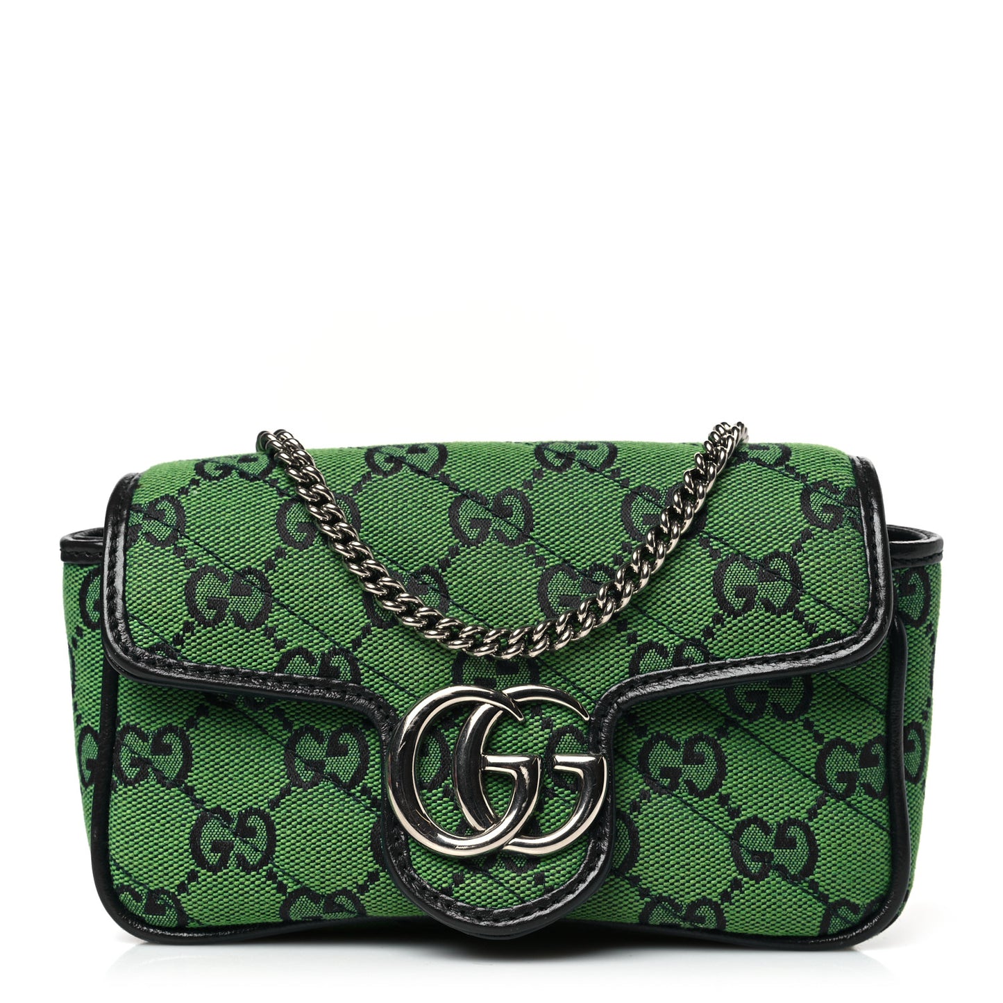 Monogram Multicolor Matelasse Diagonal Super Mini GG Marmont Shoulder Bag Green Blue