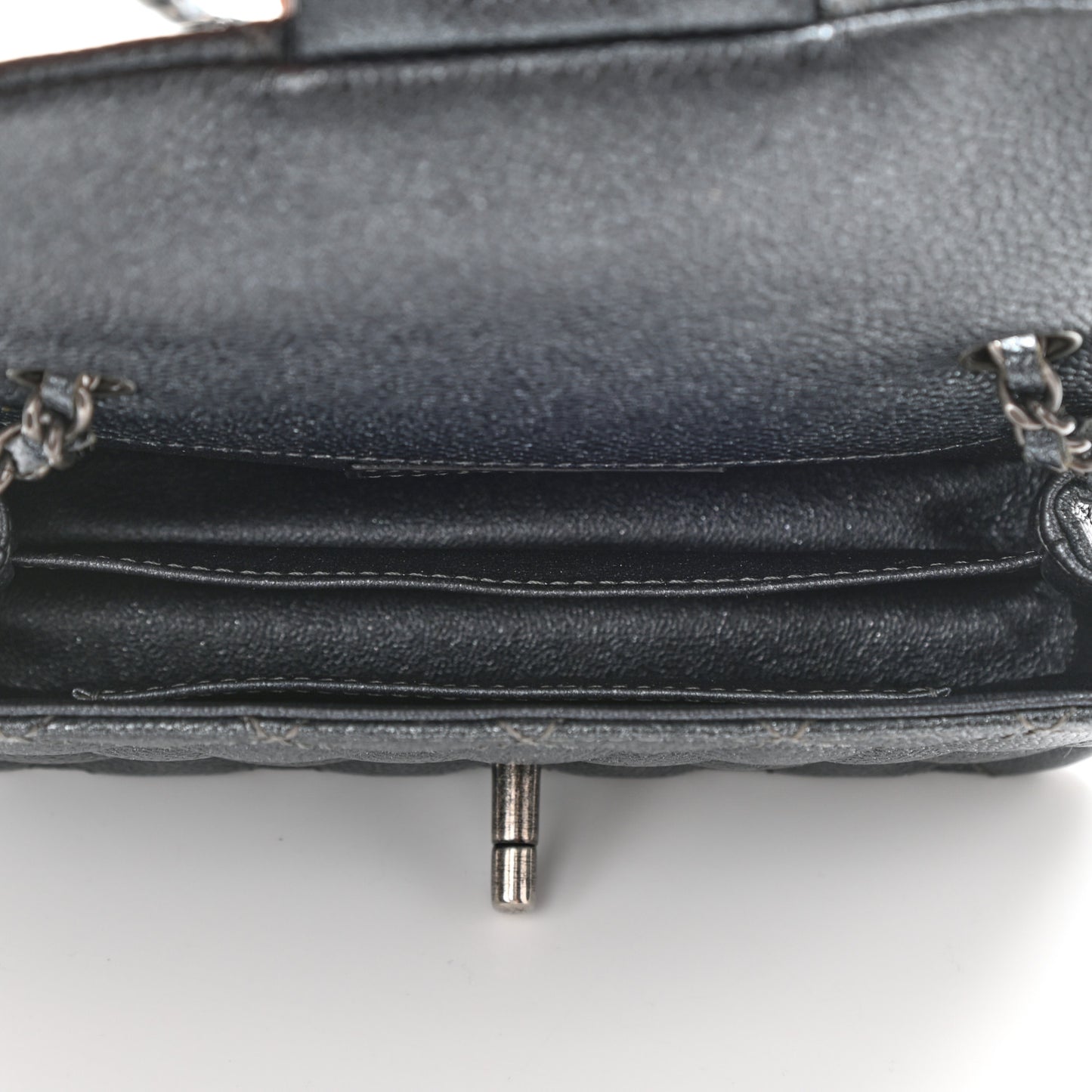 Metallic Caviar Quilted Extra Mini Flap Charcoal