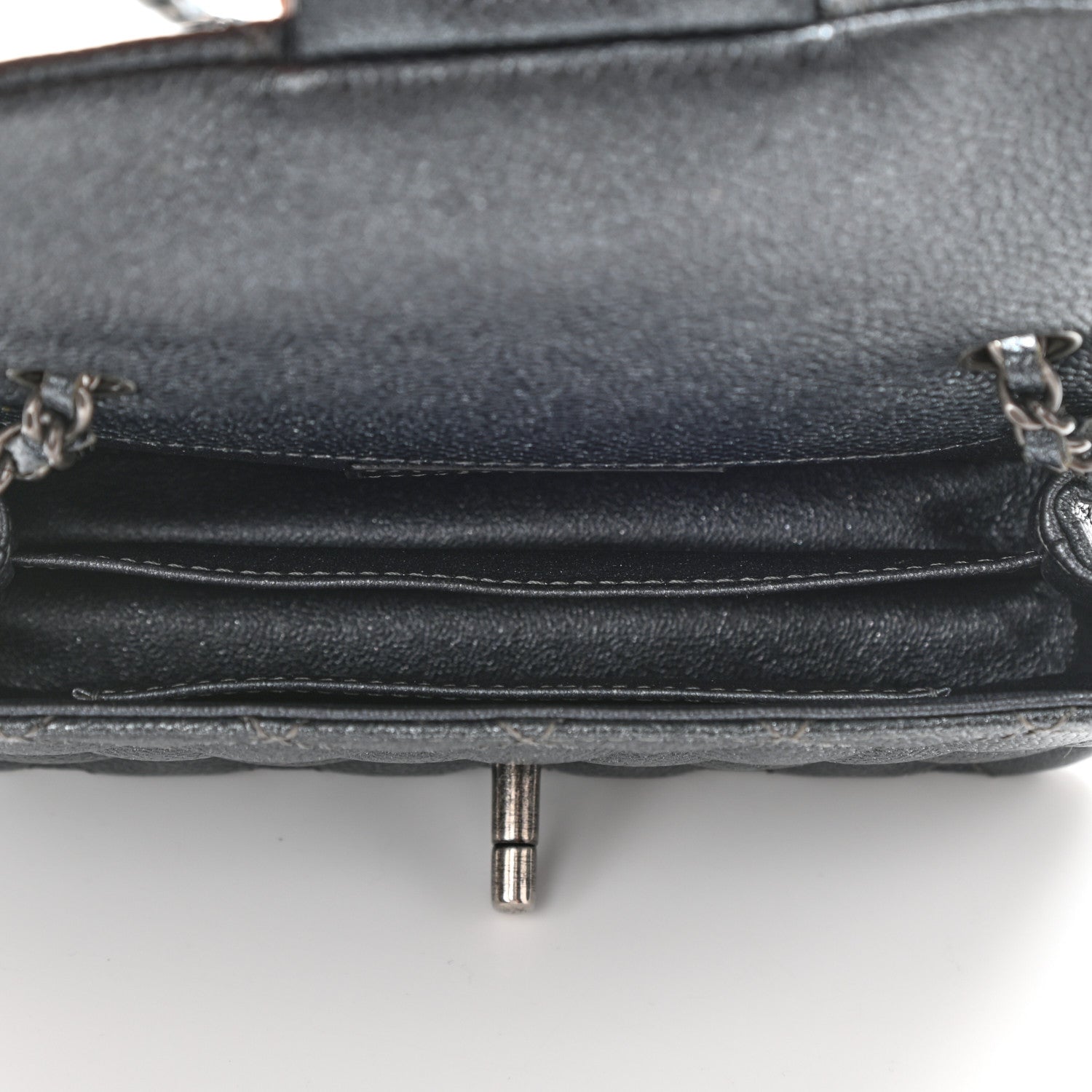 Chanel Metallic Caviar Quilted Extra Mini Flap Charcoal 5 of 11