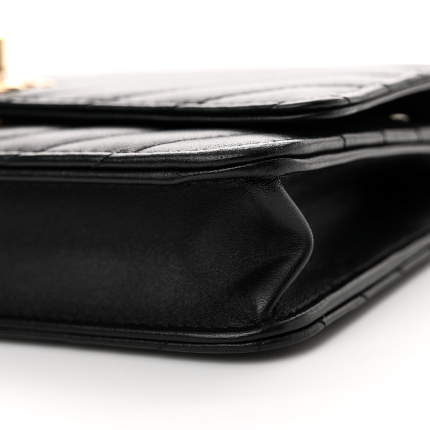 Chanel Lambskin Chevron Quilted Trendy CC Wallet On Chain WOC Black 11 of 14