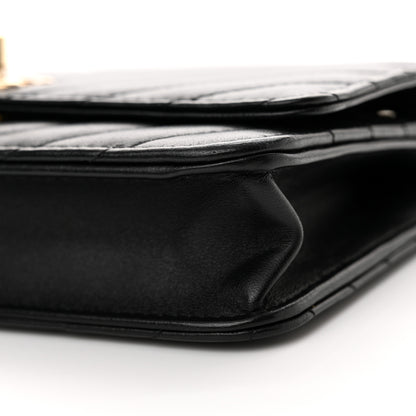 Chanel Lambskin Chevron Quilted Trendy CC Wallet On Chain WOC Black 11 of 14