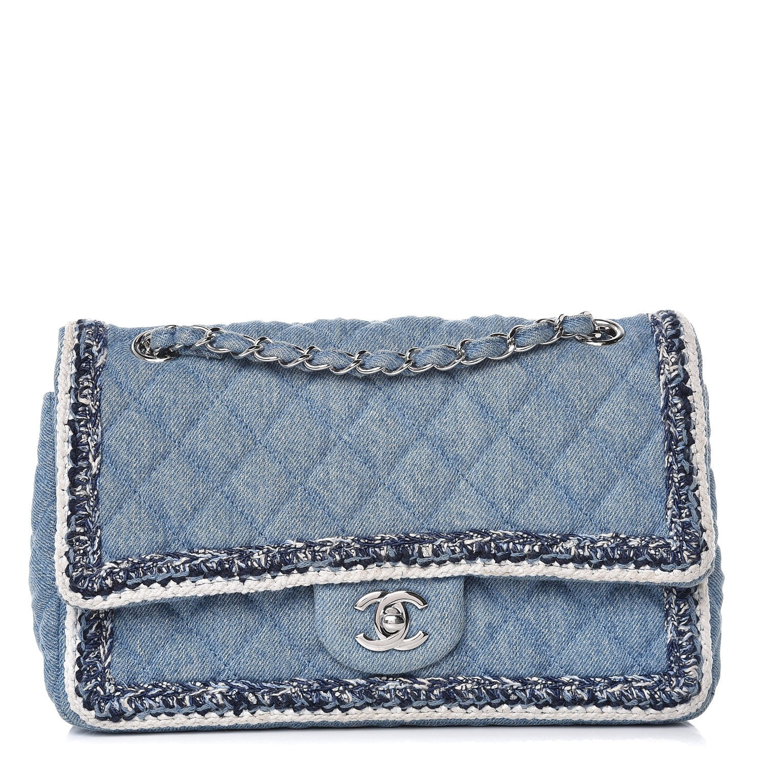 Chanel Denim Braided Medium Flap Bag Light Blue 1 of 14