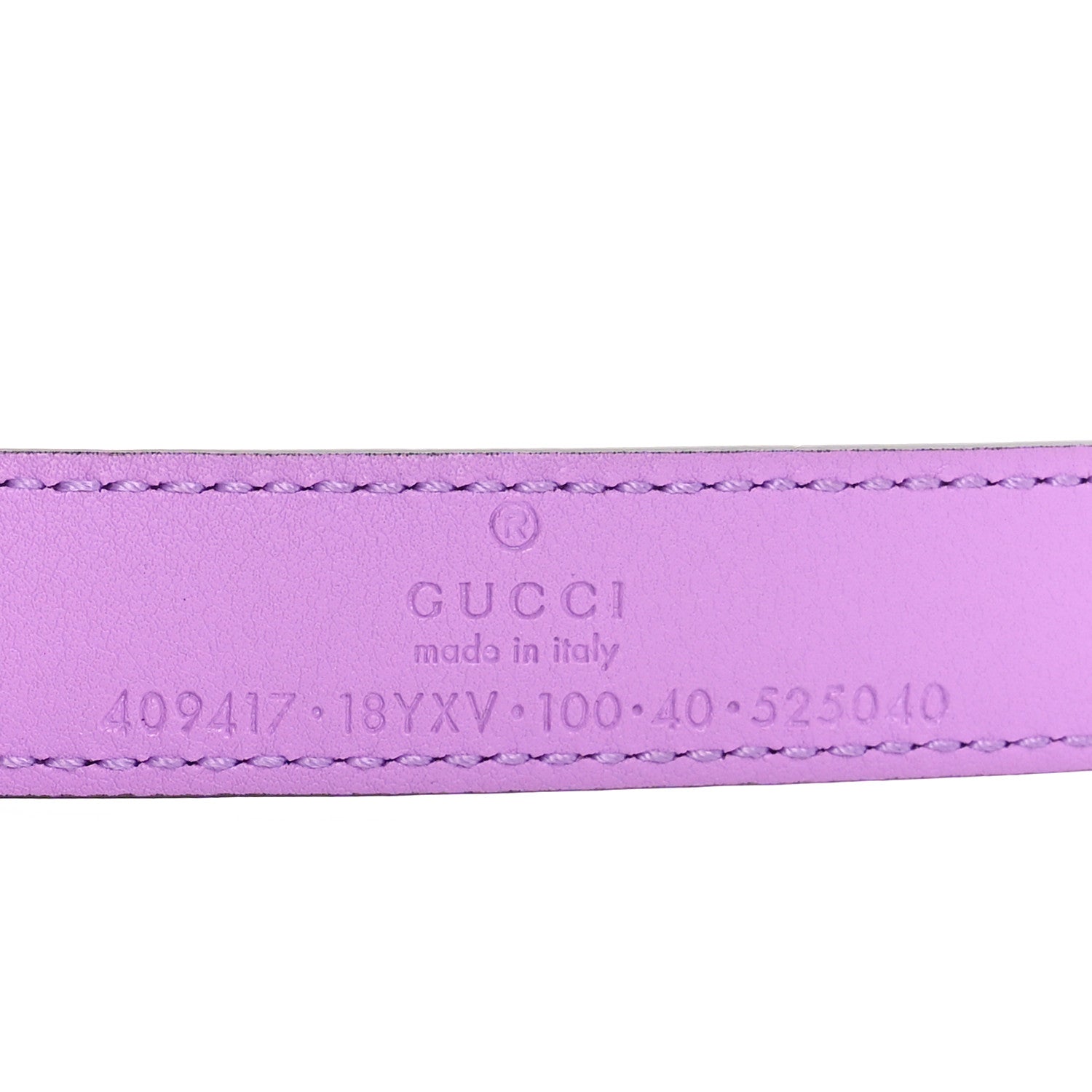 Gucci Azalea Calfskin Enamel Monochrome Double G 20mm Belt 100 40 Wisteria Chic 5 of 5
