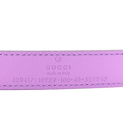 Gucci Azalea Calfskin Enamel Monochrome Double G 20mm Belt 100 40 Wisteria Chic 5 of 5
