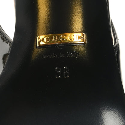 Gucci Patent Horsebit 75mm Slingback Pumps 38 Black 6 of 7