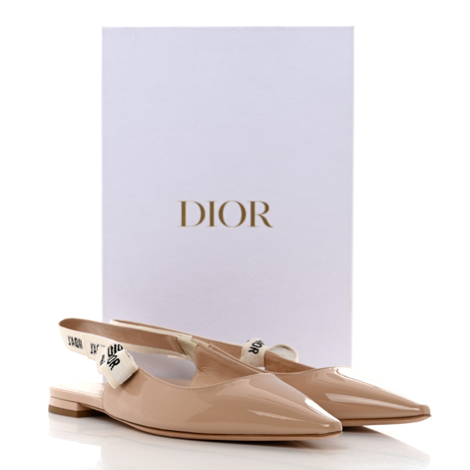 Christian Dior Patent Ribbon J'Adior Slingback Ballet Flats 41