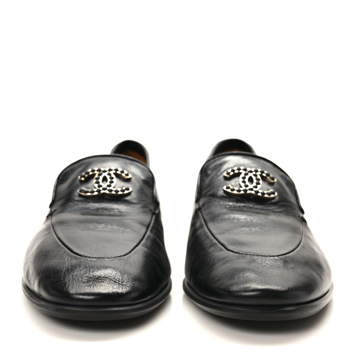 Shiny Calfskin CC Mocassin Loafers 35.5 Black
