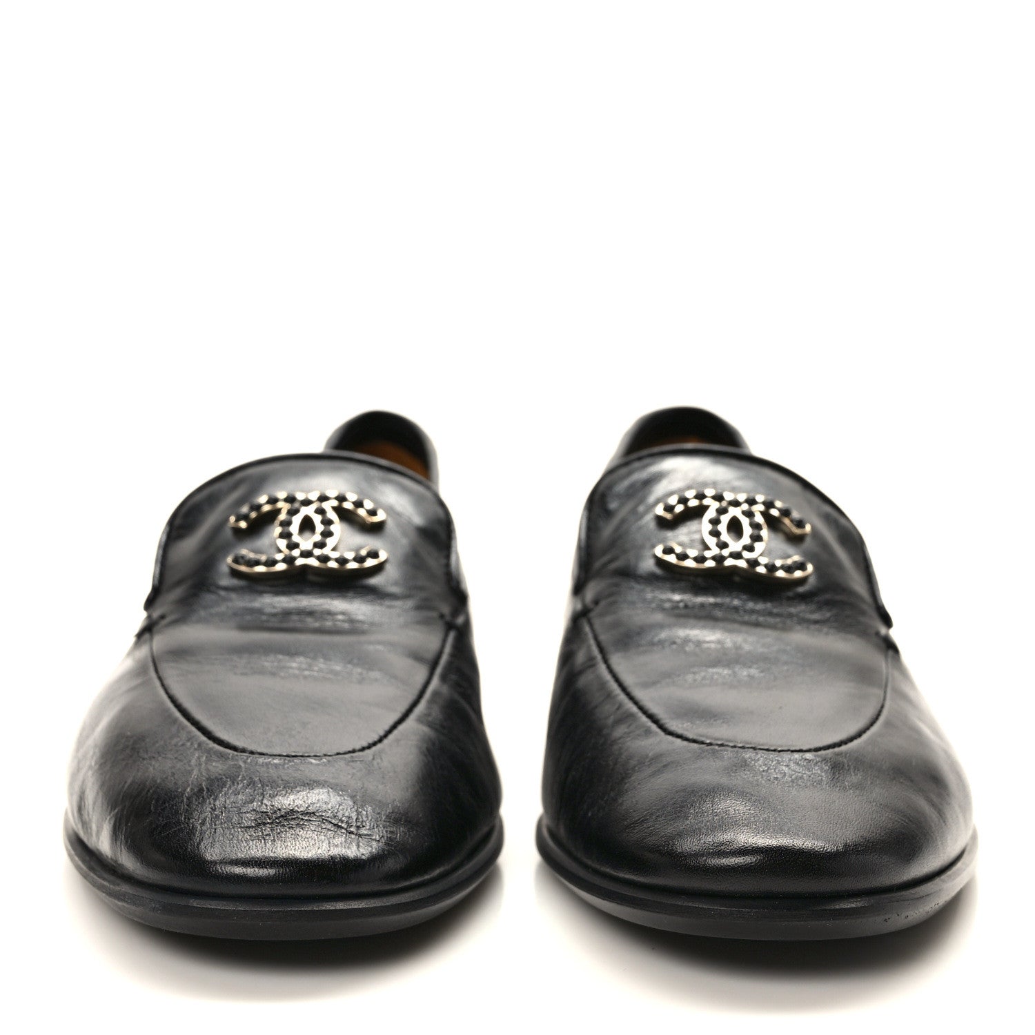 Chanel Shiny Calfskin CC Mocassin Loafers 35.5 Black 2 of 9