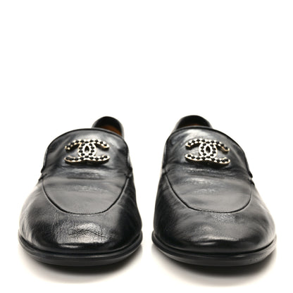 Chanel Shiny Calfskin CC Mocassin Loafers 35.5 Black 2 of 9