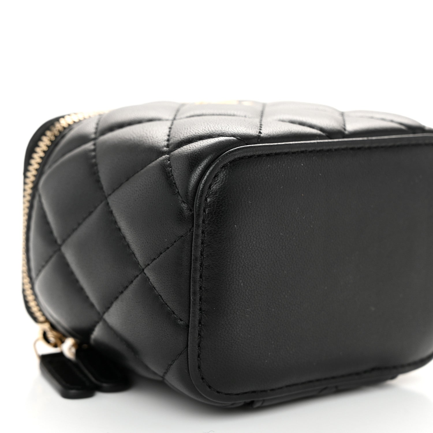 Chanel Lambskin Quilted Mini Pearl Crush Vanity Case With Chain Black 9 of 10