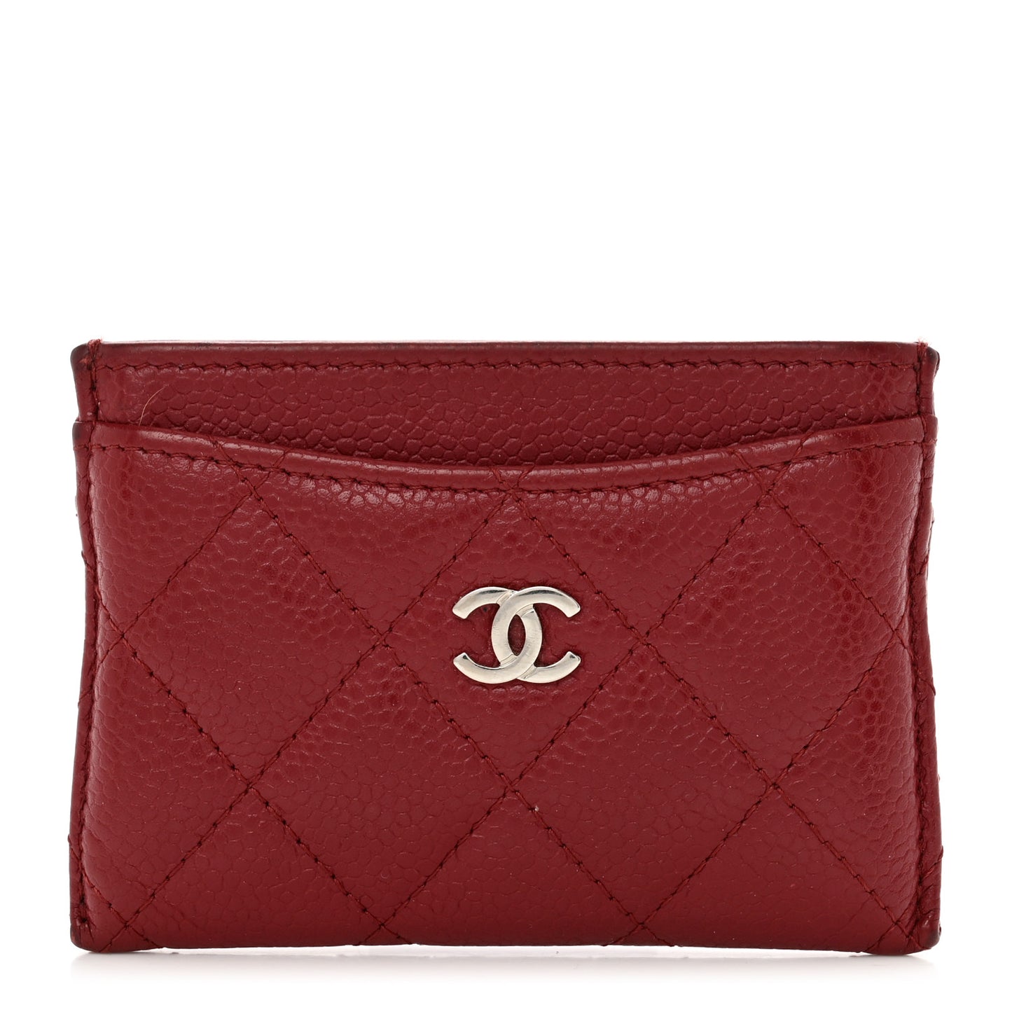 Caviar Quilted Card Holder Red