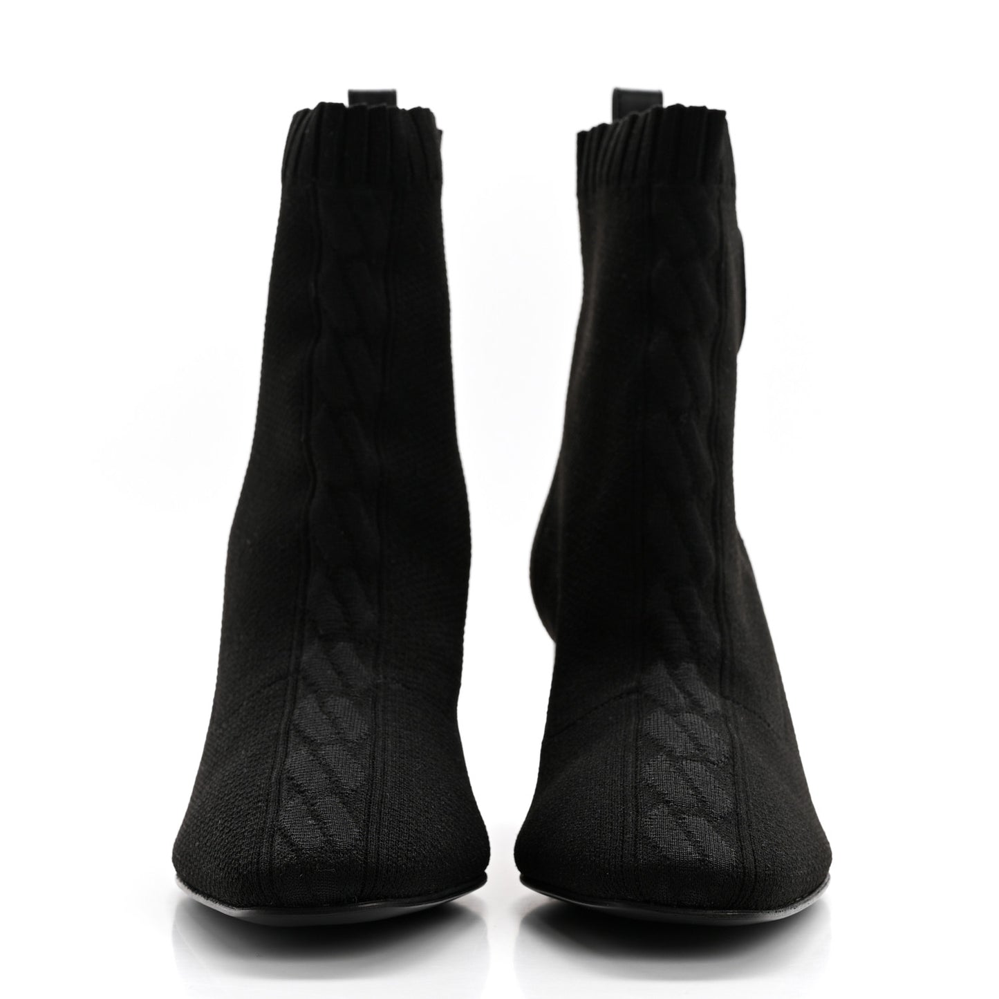 Knit Calfskin Volver 60 Ankle Boots 37.5 Black