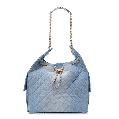 Chanel Washed Denim Quilted Medium Chanel 25 Handbag Blue 1 of 13
