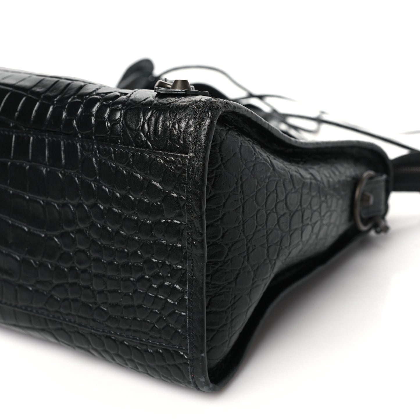 Calfskin Crocodile Embossed Classic Hardware City Black