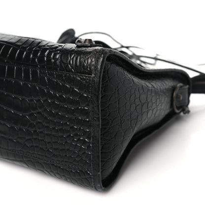 Balenciaga Calfskin Crocodile Embossed Classic Hardware City Black 11 of 13