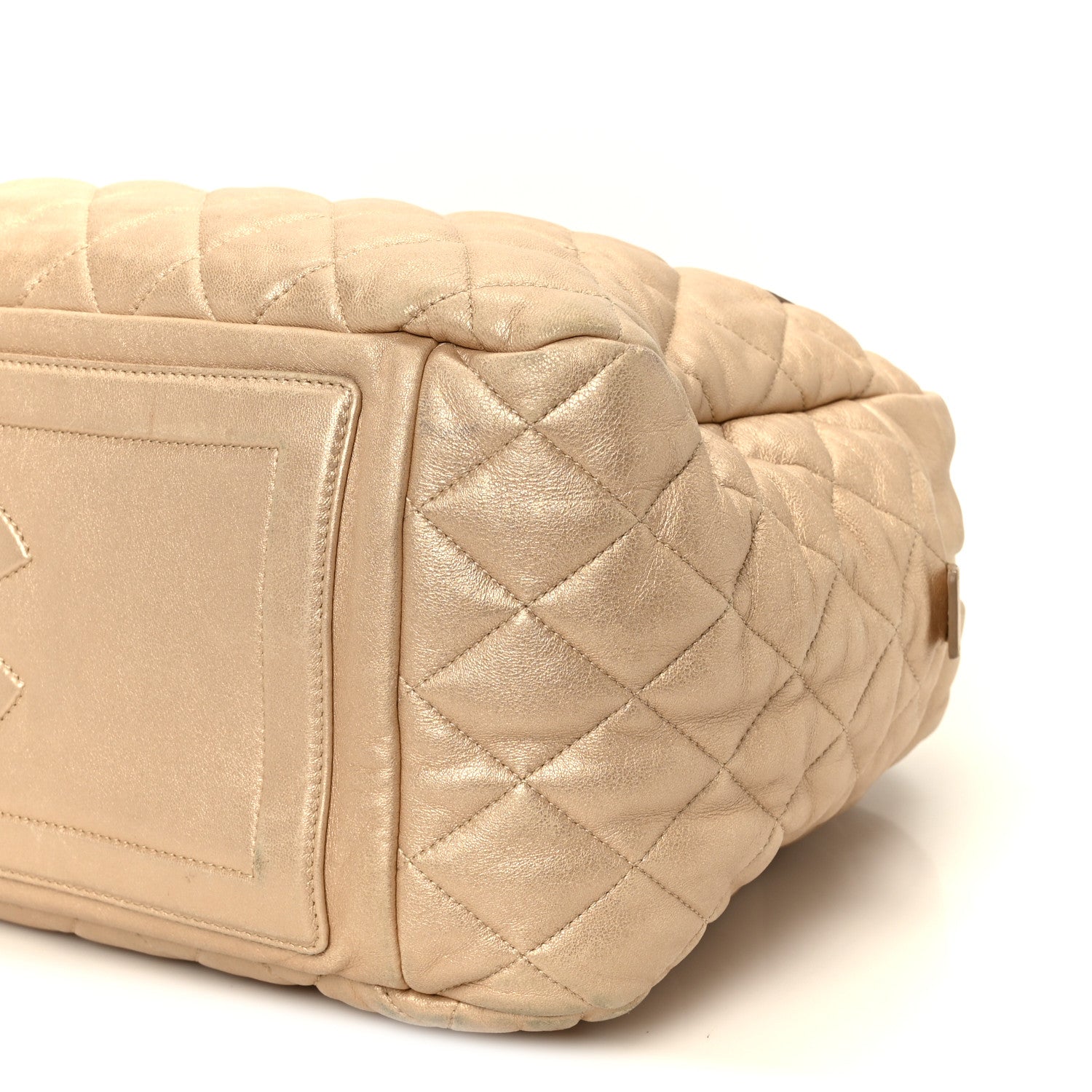 Chanel Metallic Lambskin Quilted Coco Cocoon Bowler Light Gold 10 of 11