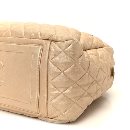 Chanel Metallic Lambskin Quilted Coco Cocoon Bowler Light Gold 10 of 11