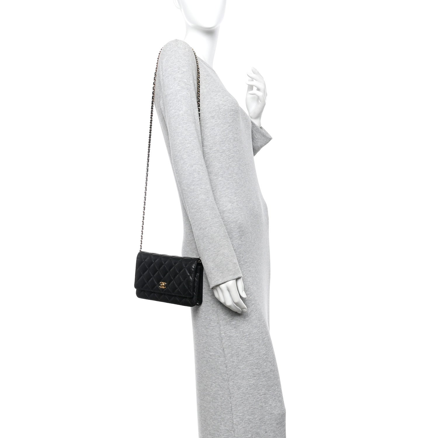 Chanel Caviar Quilted CC Turnlock Wallet On Chain WOC Black 2 of 11