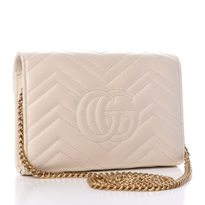 Gucci Calfskin Matelasse GG Marmont Chain Wallet Mystic White 3 of 10