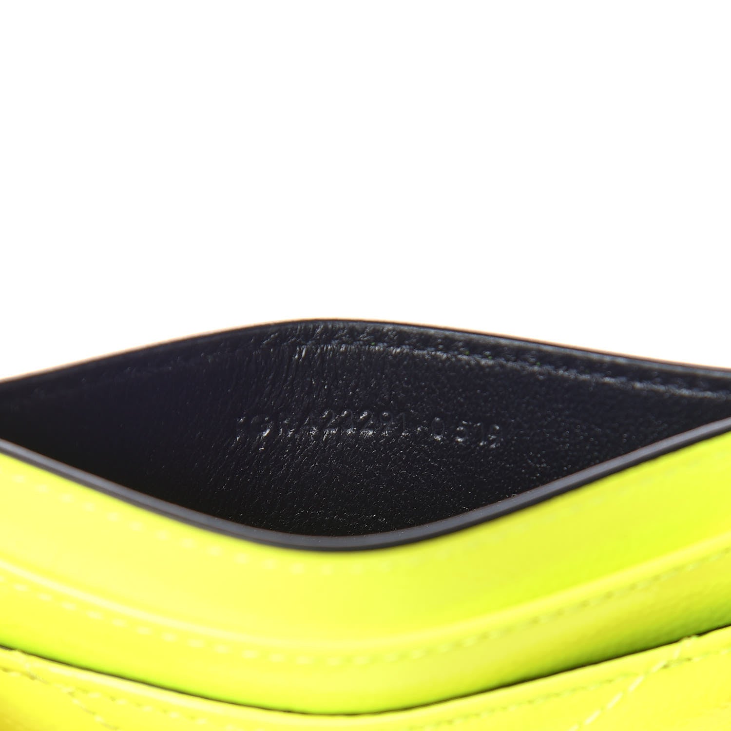 Saint Laurent Patent Grain De Poudre Matelasse Chevron Monogram Credit Card Case Neon Yellow 6 of 8