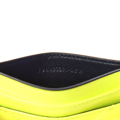Saint Laurent Patent Grain De Poudre Matelasse Chevron Monogram Credit Card Case Neon Yellow 6 of 8
