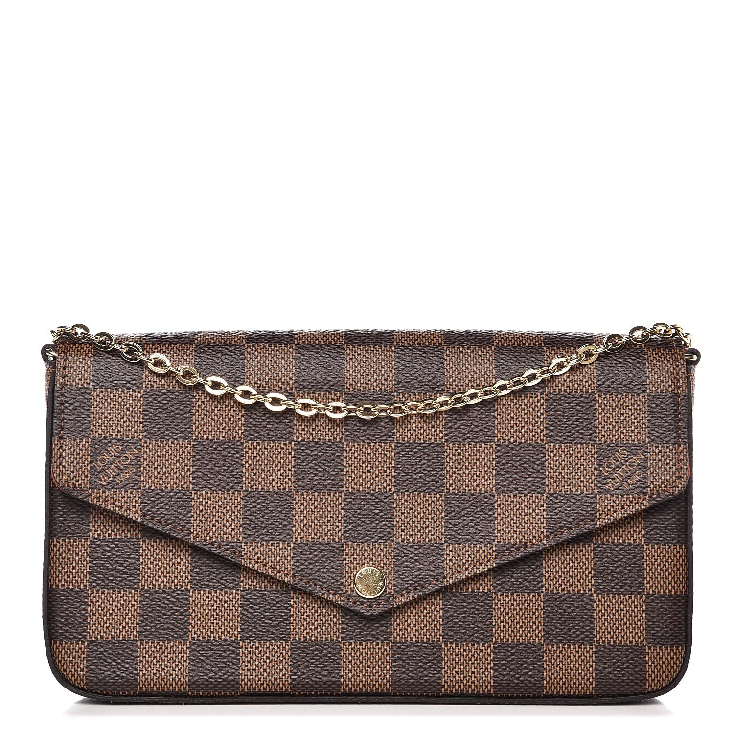 Louis Vuitton Damier Ebene Pochette Felicie Chain Wallet 1 of 8