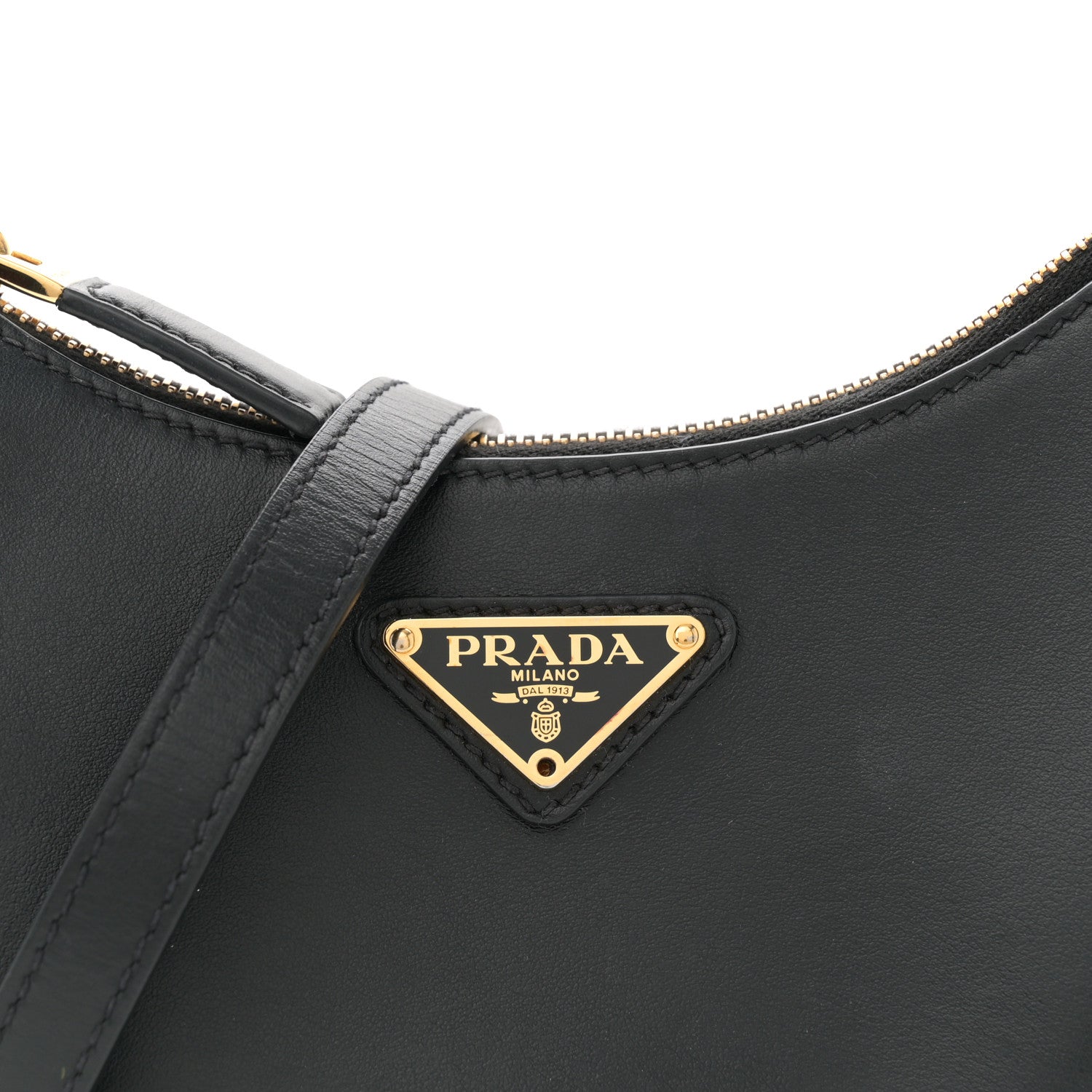 Prada Soft Calfskin Arque Shoulder Bag Black 8 of 11