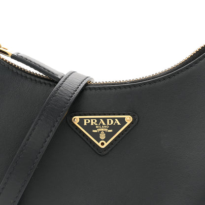 Prada Soft Calfskin Arque Shoulder Bag Black 8 of 11