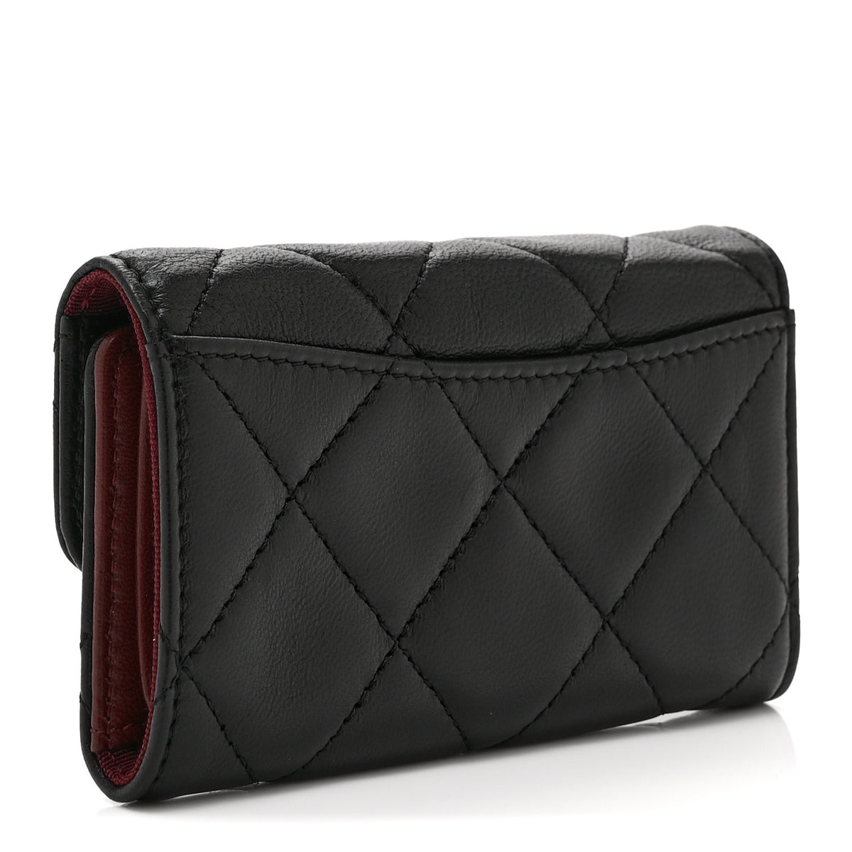 Lambskin Quilted 6 Key Holder Black