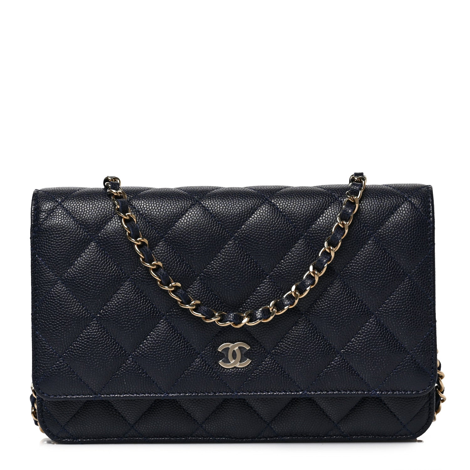 Chanel Caviar Quilted Wallet on Chain WOC Navy Blue 1 of 9