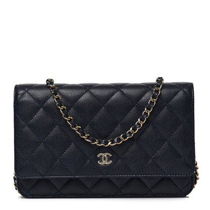 Chanel Caviar Quilted Wallet on Chain WOC Navy Blue 1 of 9