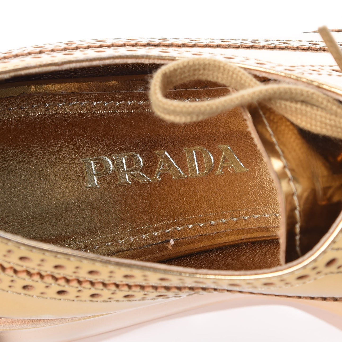 Metallic Calfskin Platform Oxfords Gold