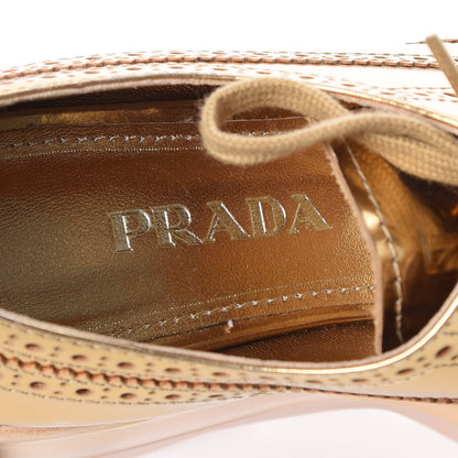 Prada Metallic Calfskin Platform Oxfords Gold 9 of 10
