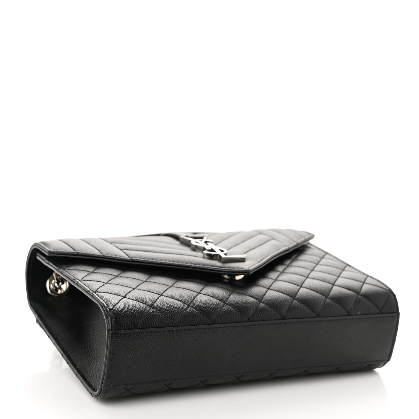 Grain De Poudre Textured Mixed Matelasse Triquilt Medium Monogram Satchel Black