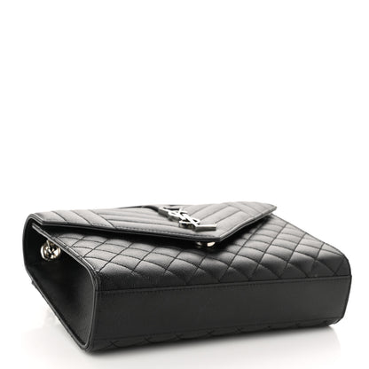 Saint Laurent Grain De Poudre Textured Mixed Matelasse Triquilt Medium Monogram Satchel Black 4 of 12