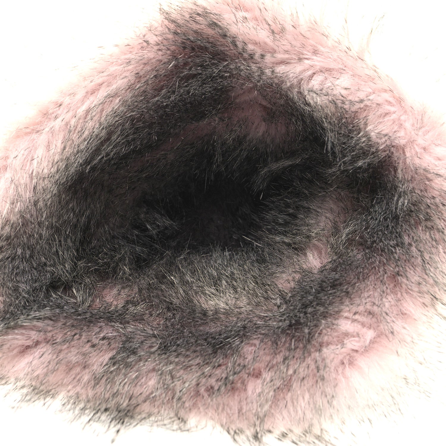 Prada Re-Nylon Faux Fur Metal Triangle Logo Womens Bucket Hat M Black Alabastro 7 of 8